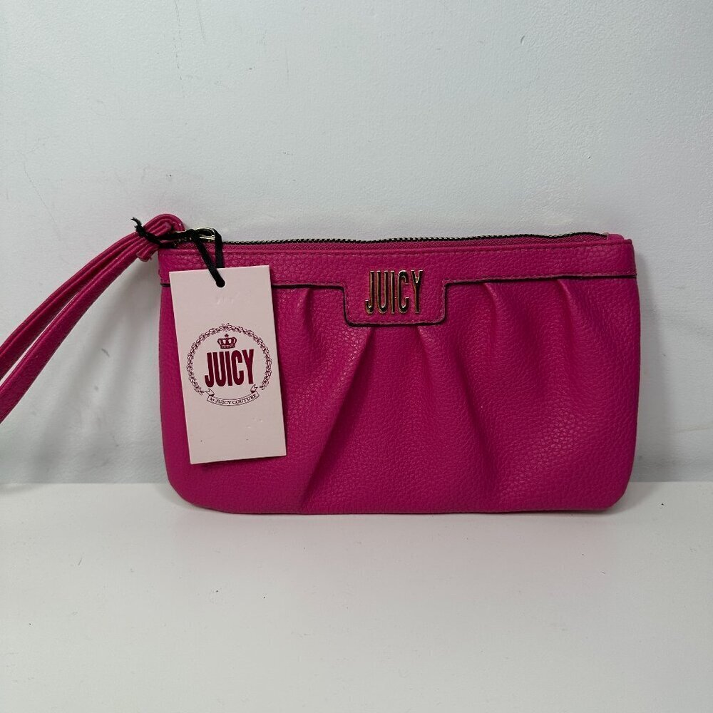 NWT Juicy Couture Rose Wristlet Flamingo Preppy Pink Small